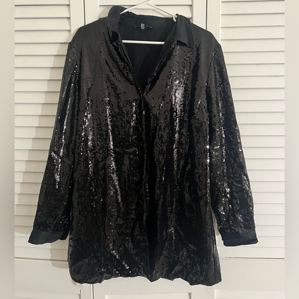 Black Sequin long sleeve top